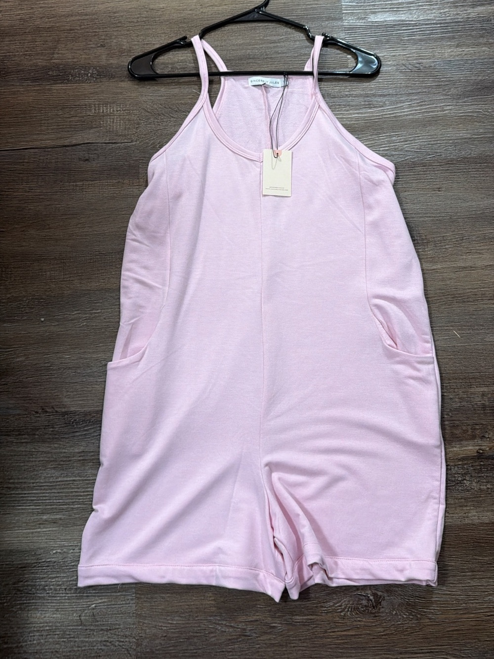 Everyday Light Pink Sleeveless Romper with Pockets